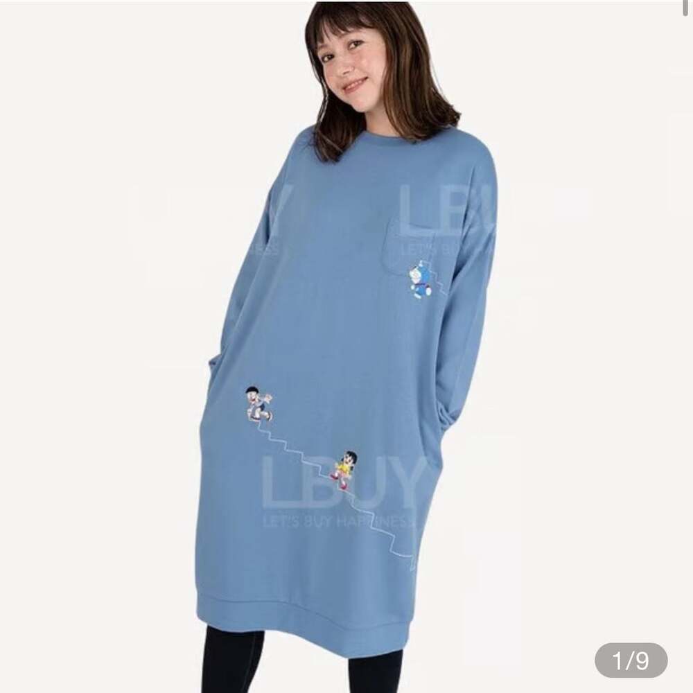 DORAEMON-Graniph Doraemon Air Crayon Long Sleeve One-piece Dress Japan